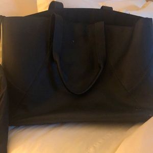 LuLulemon Black Leather Work Out or Travel Bag